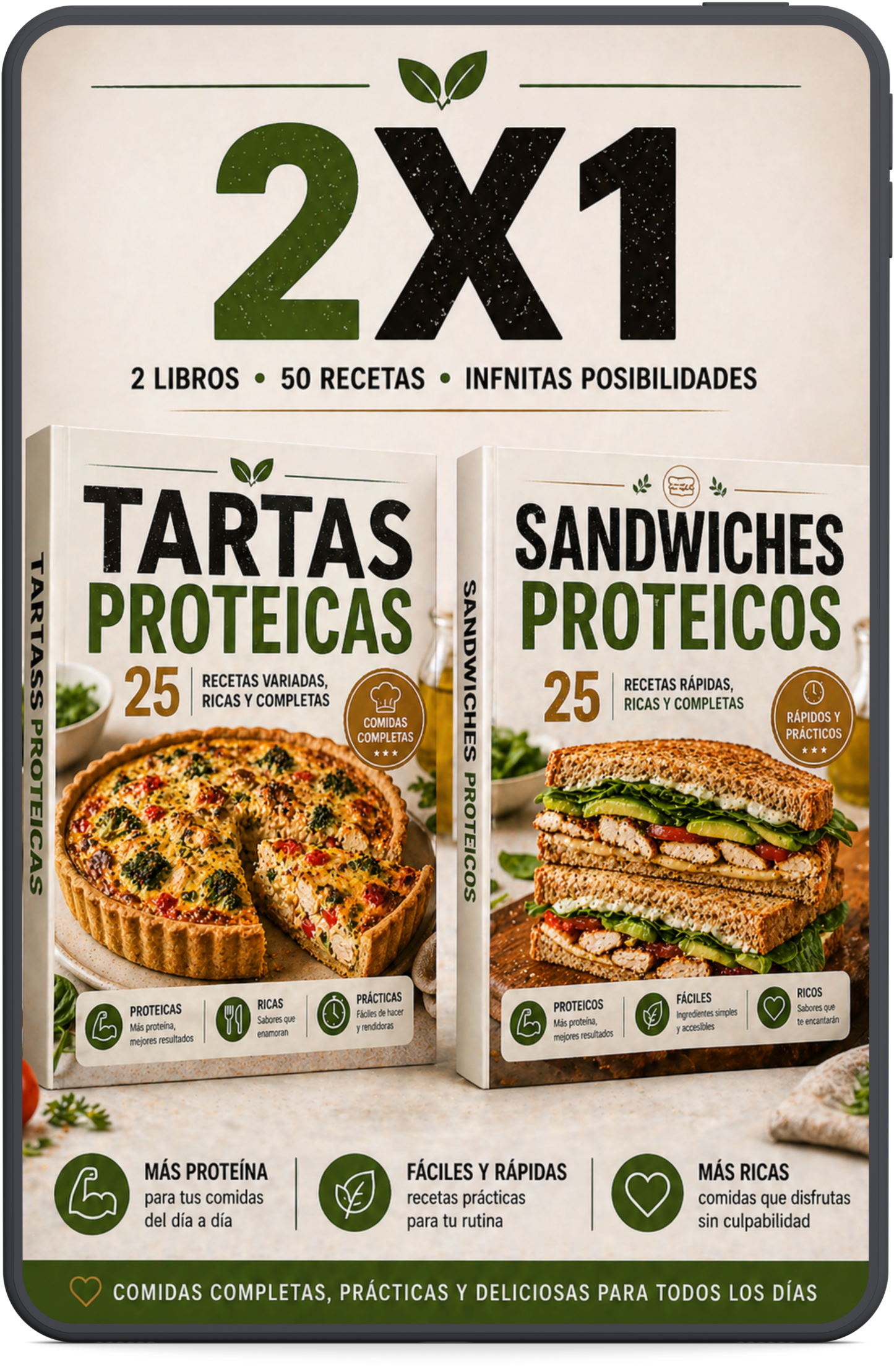 2X1 TARTAS PROTEICAS Y SANDWICHES PROTEICOS